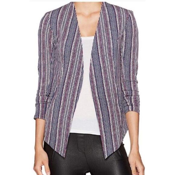 BCBGeneration Women's Multi Lined Striped Long Sleeve Open Front Blazer Size L - Picture 15 of 16
